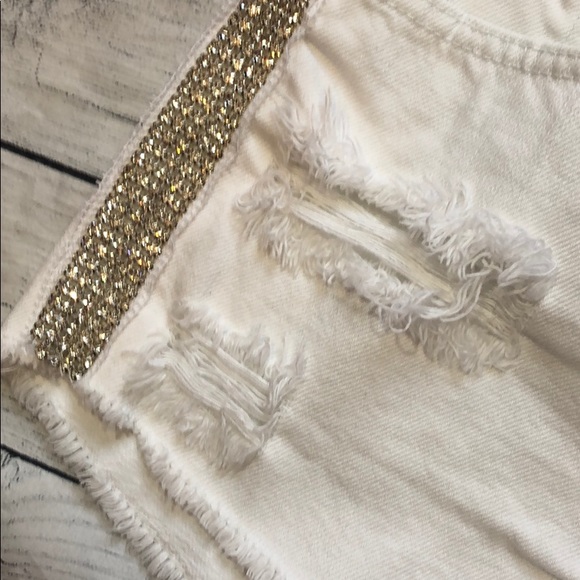 LF Carmar Rhinestone Hi Rise Distress Jean Shorts - Picture 7 of 10
